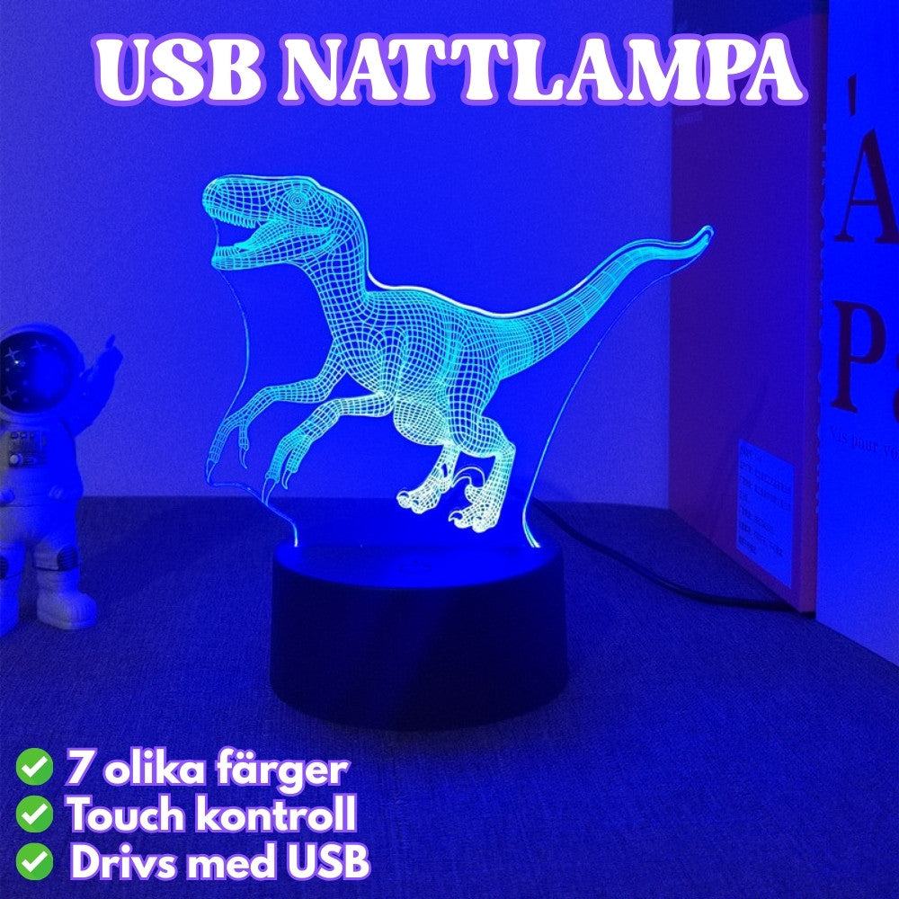 DINOGLOW 3D Nattlampa USB
