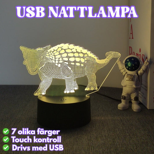 DINOGLOW 3D Nattlampa USB